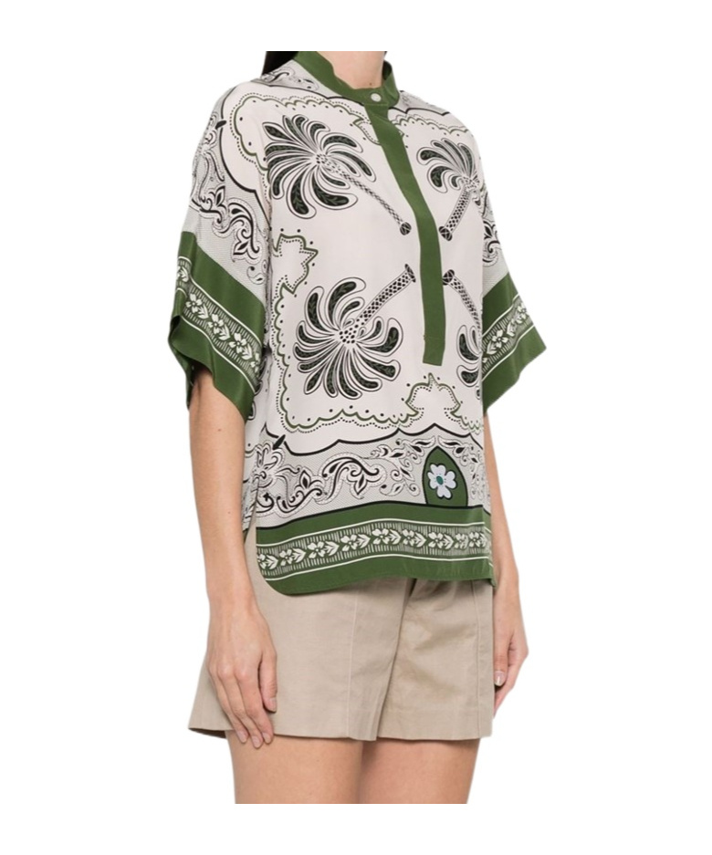 La Doublej La Double J Multicolored Silk Shirt With Relaxed Fit In White