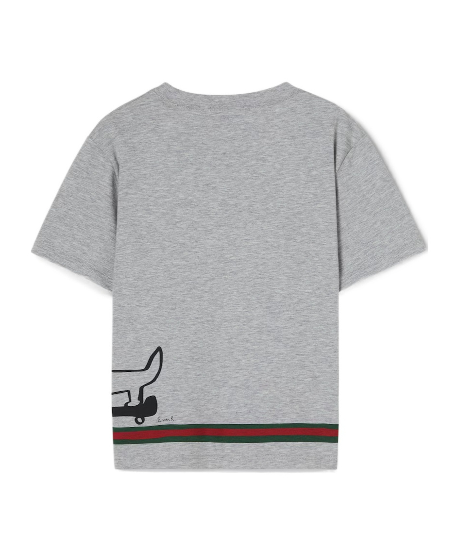 Gucci Cotton T-shirt With Print In Gray