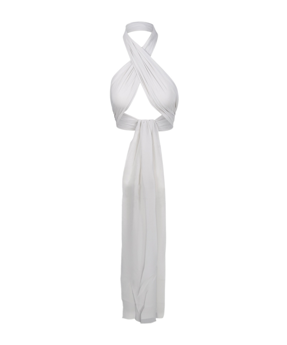 Ami Alexandre Mattiussi Ami Paris Halterneck Cropped Top In White