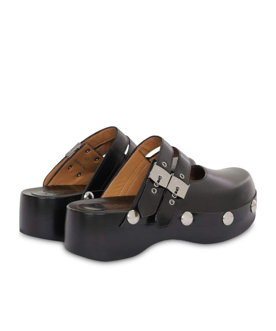 Philosophy Di Lorenzo Serafini Black Leather Mules With Buckles In Black