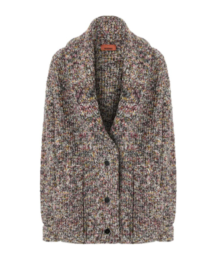 Missoni Oversized Wool Blend Cardigan In Gray