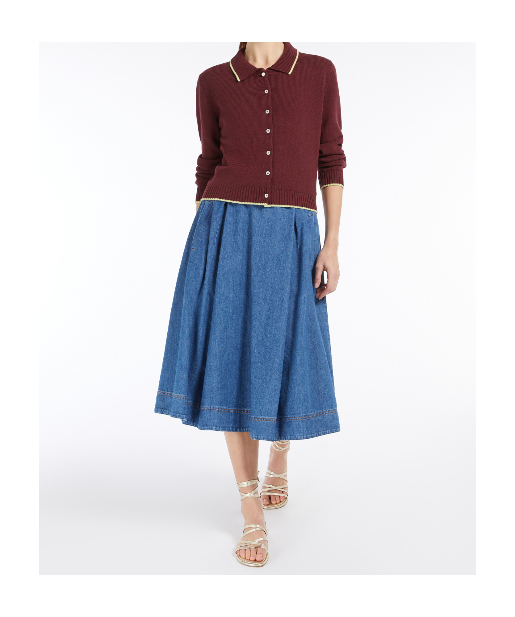 Weekend Max Mara Soft Cotton Gauze Cardigan In Bordeaux Red