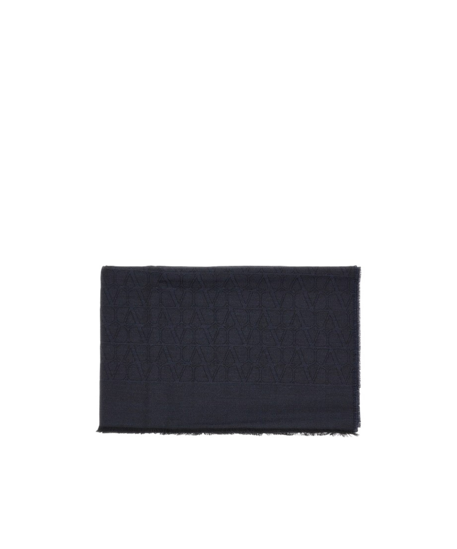 Valentino Logo Scarf In Blue