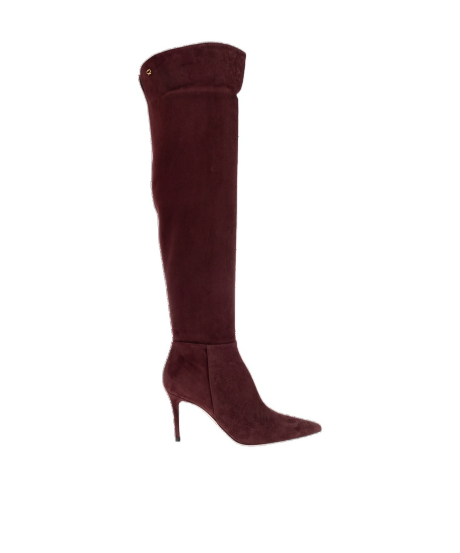 Gianvito Rossi 90mm Jules Suede Pointed-toe Boots In Burgundy