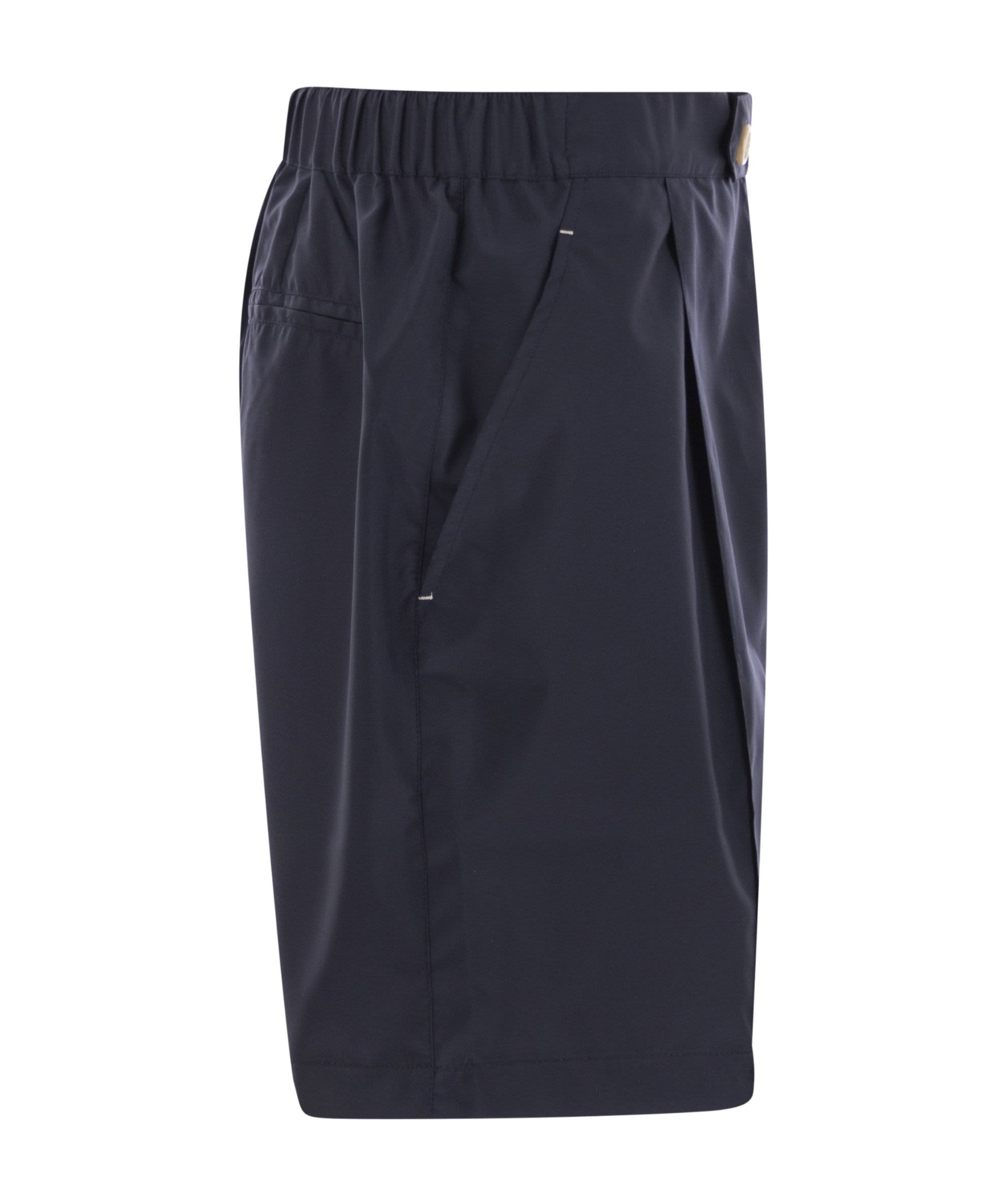 Brunello Cucinelli Bermuda Shorts With Elastic Waistband And Pockets In Blue