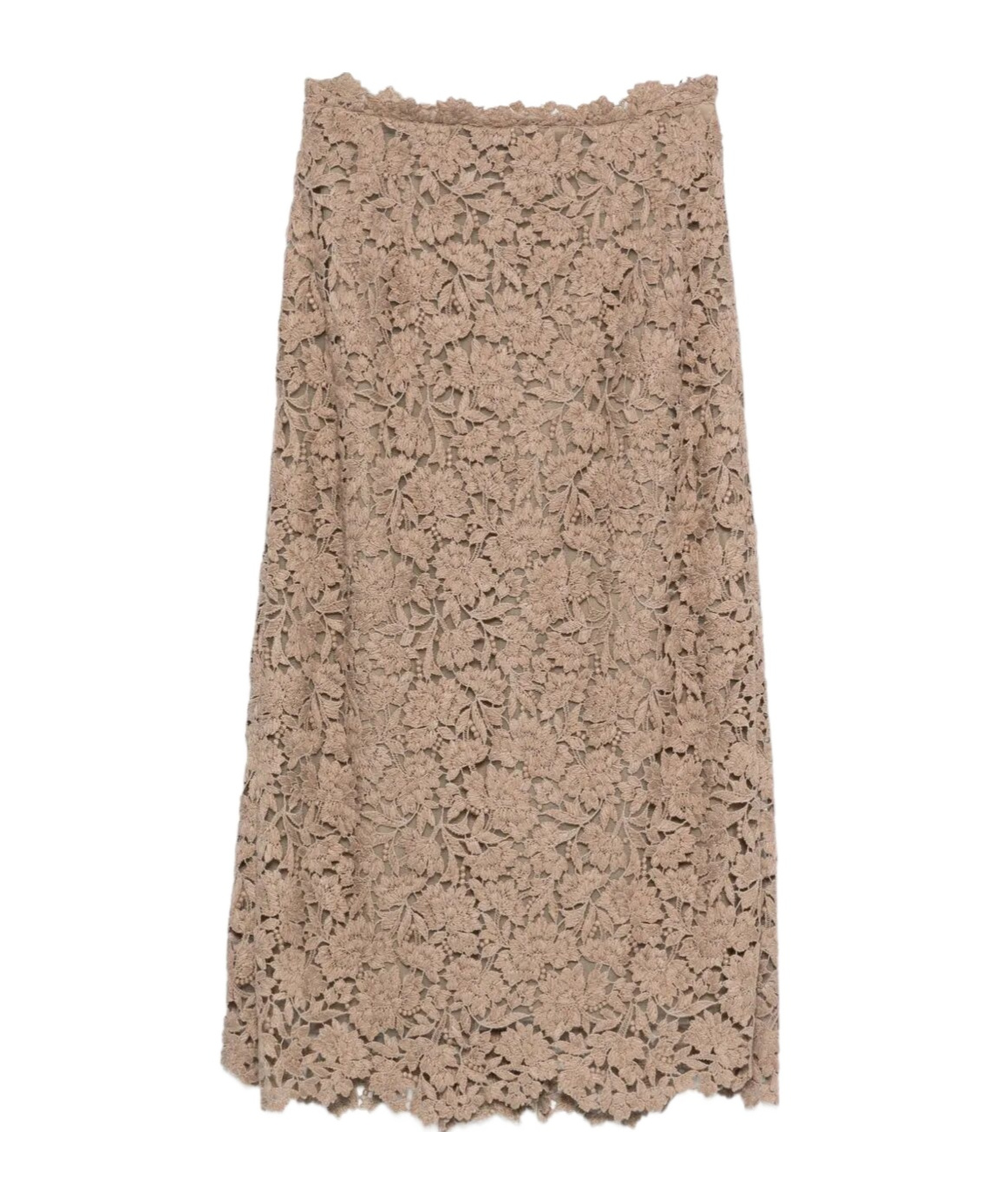Ermanno Scervino Floral-lace Midi Skirt In Light Taupe