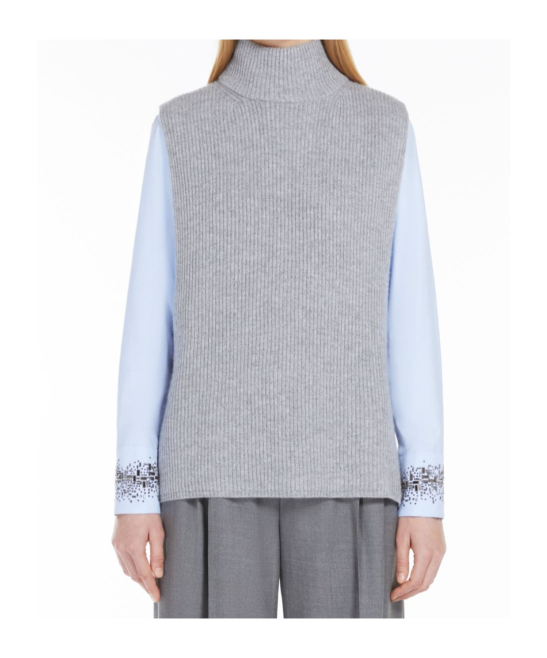 Max Mara Studio Sabbia Waistcoat Grey In Gray