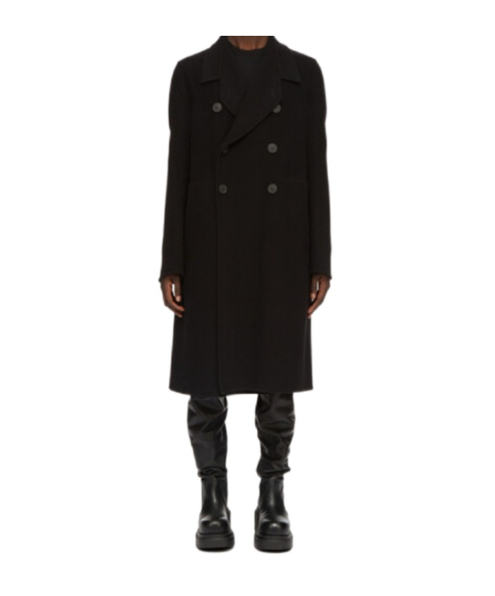 Rick Owens Officer Coat Structured Wide Lapels In Black