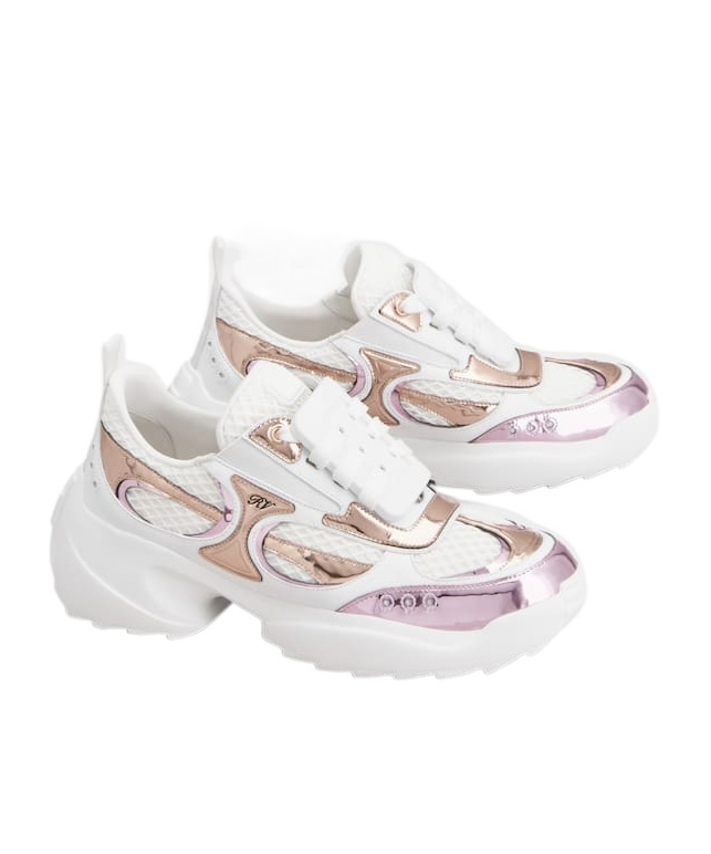 Roger Vivier Viv' On The Run Sneakers In Leather And Fabric In White