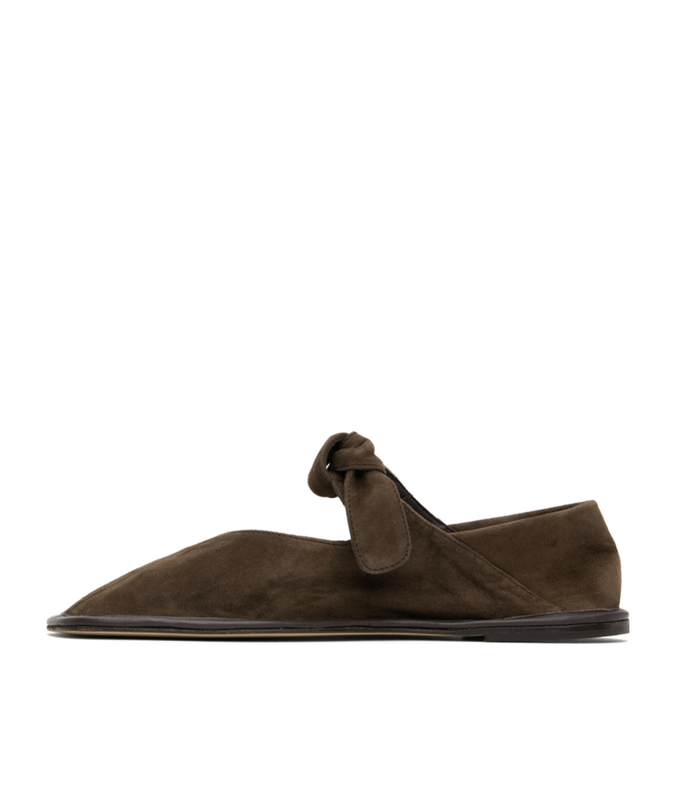 Hereu Brown Llasada Suede Ballerina Flats In Green