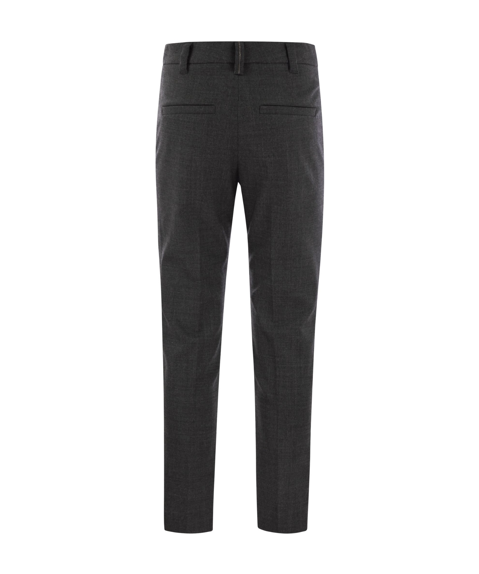 Brunello Cucinelli Women's Stretch Virgin Wool Cigarette Trousers With Jewellery In Black