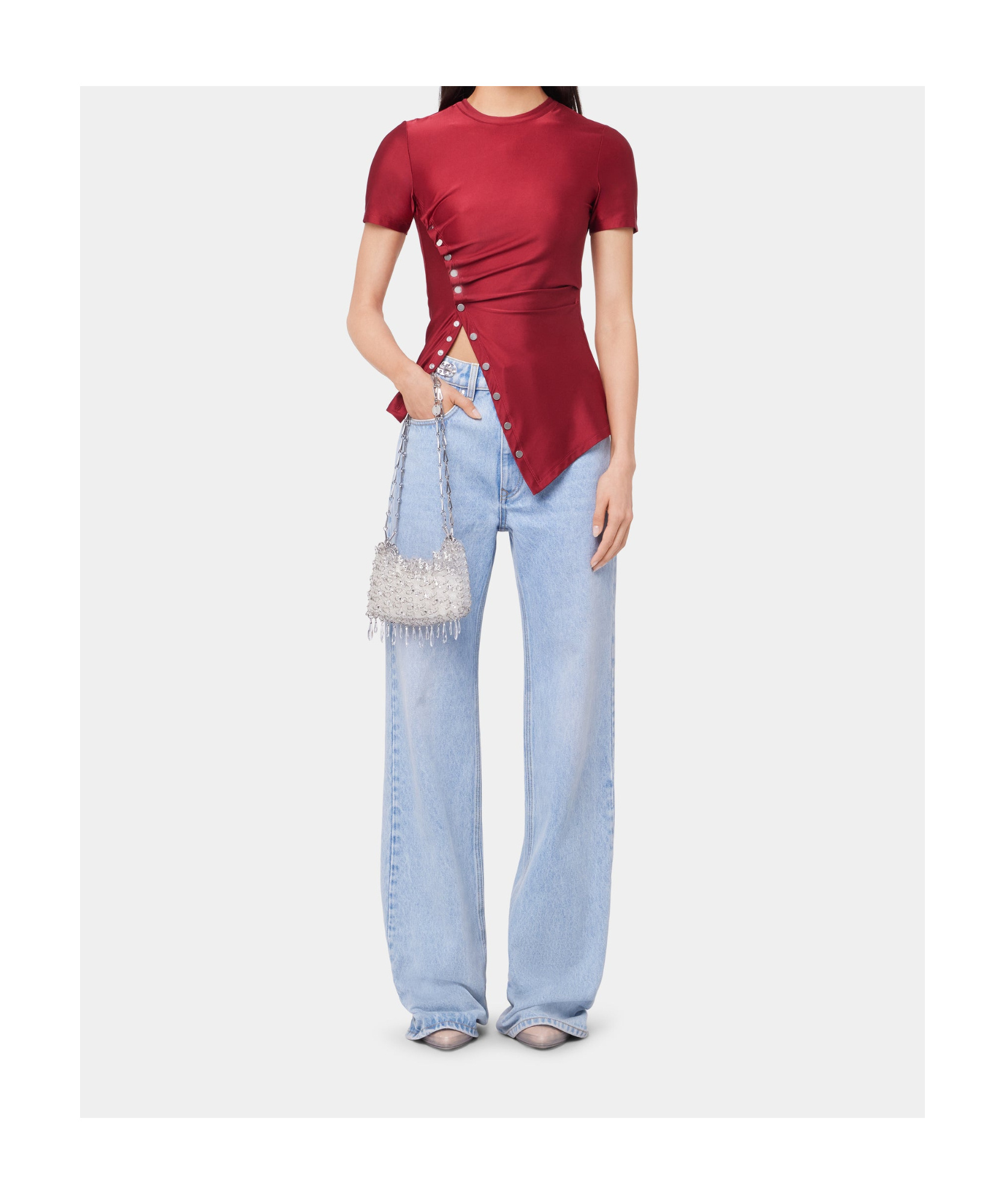 Shop Rabanne Draped T-shirt In Red
