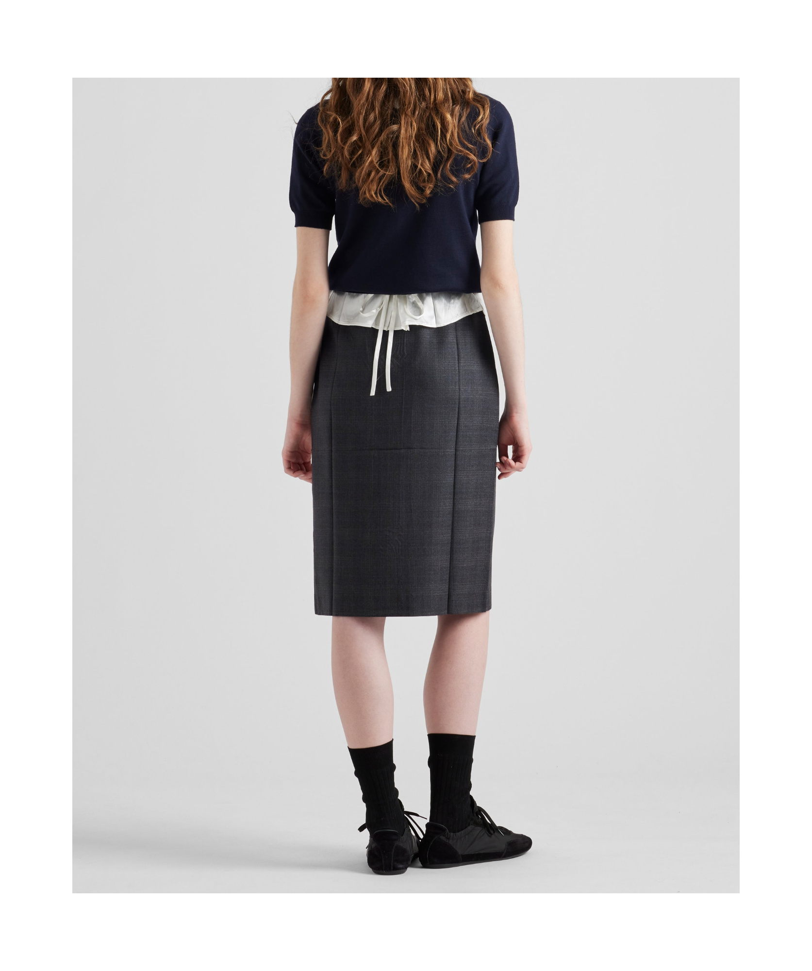 Prada Elastic Waist Skirt In Gray