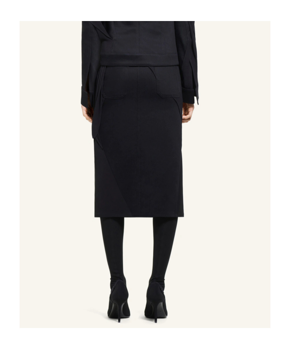 Courrèges Draped Wrap Detail Midi Skirt In Black