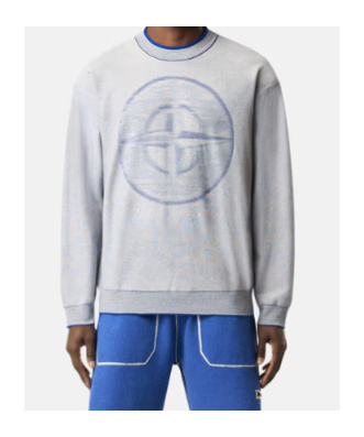 Stone Island Oversized Fit Mock Neck Jumper With Two-toone Yarn In Cornflower Blue