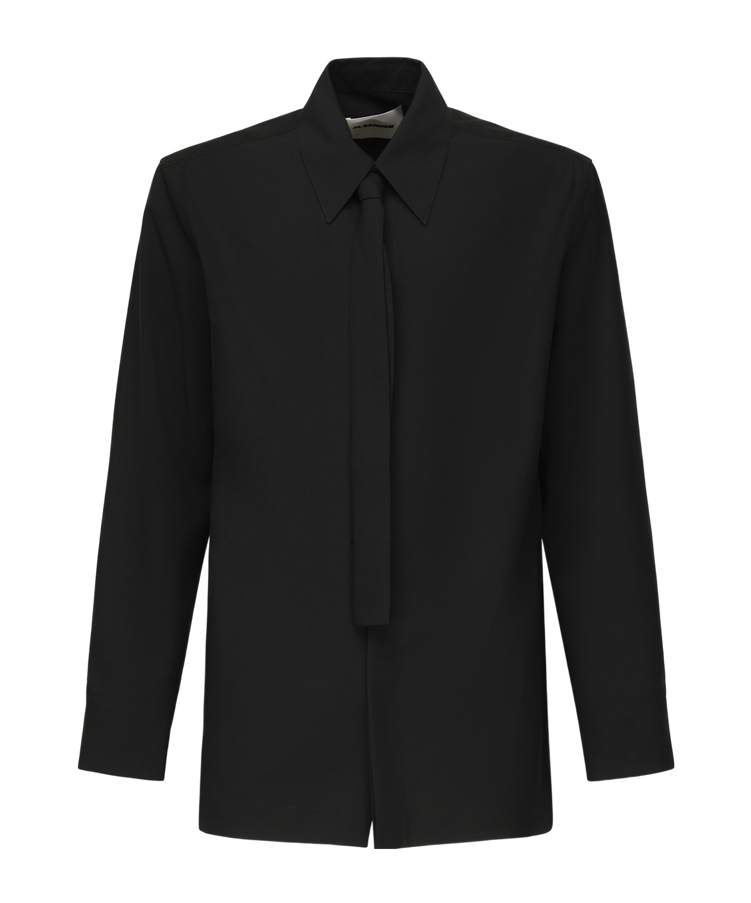 Jil Sander Integrated-tie Shirt In Black