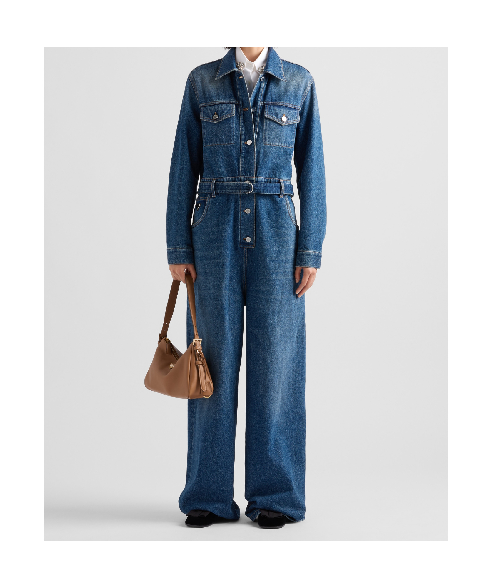 Prada Denim Jumpsuit In Blue