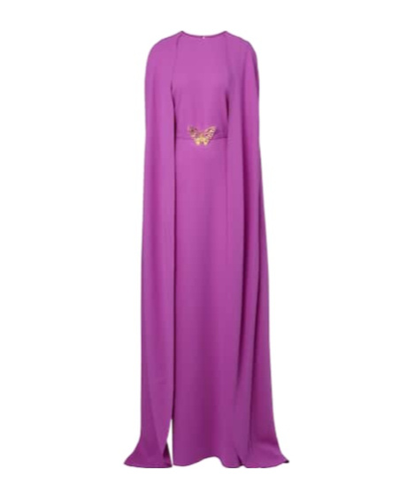 Oscar De La Renta Caped Silk-blend Gown In Pink