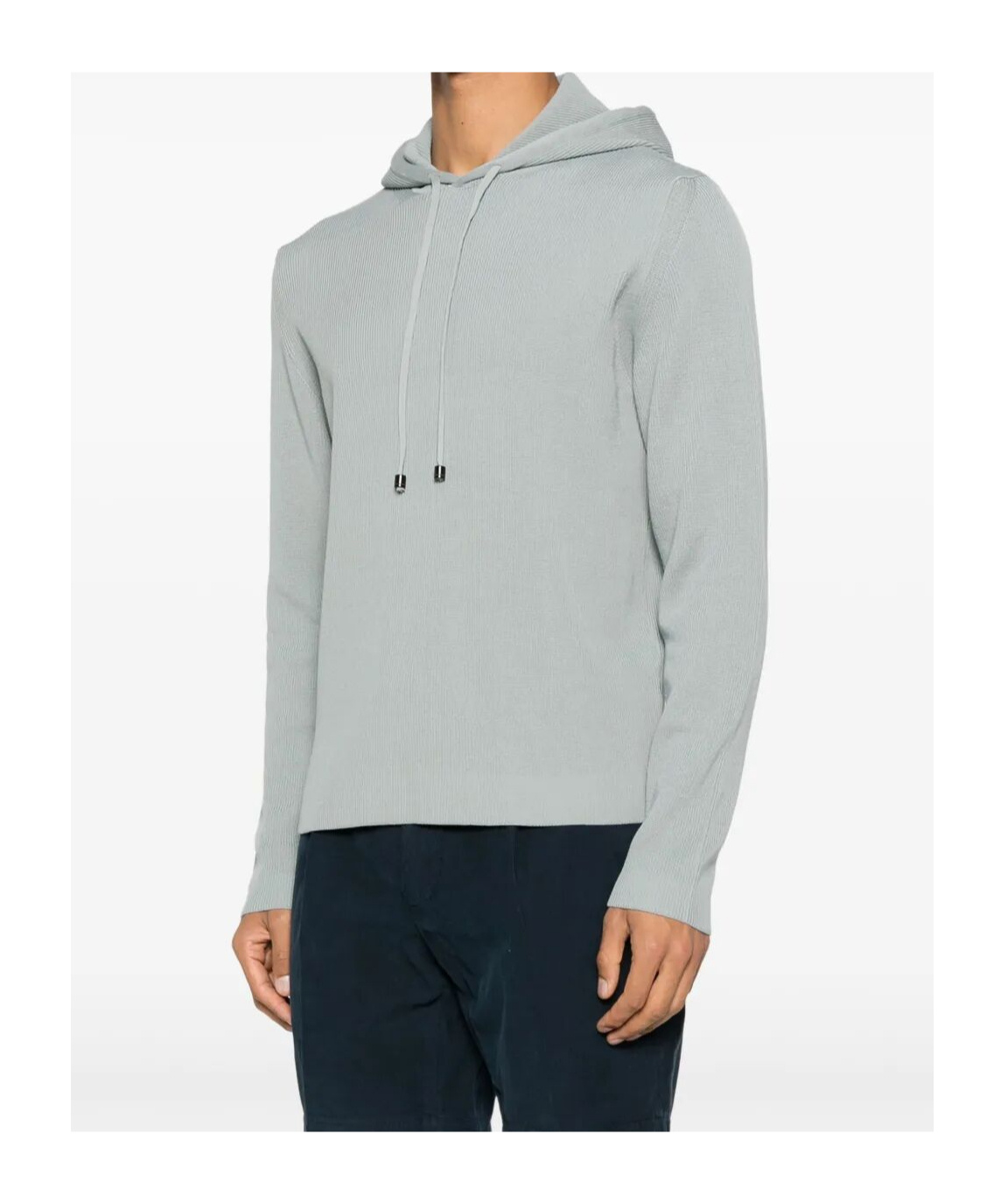 Drumohr Hoodie With Ribbed Texture And Drawstring Hood