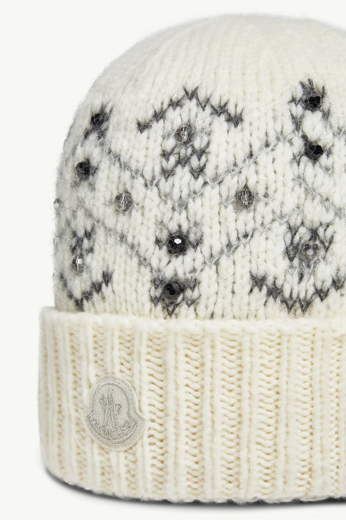 Moncler Crystal-embroidered Alpaca Blend Beanie In Neutral