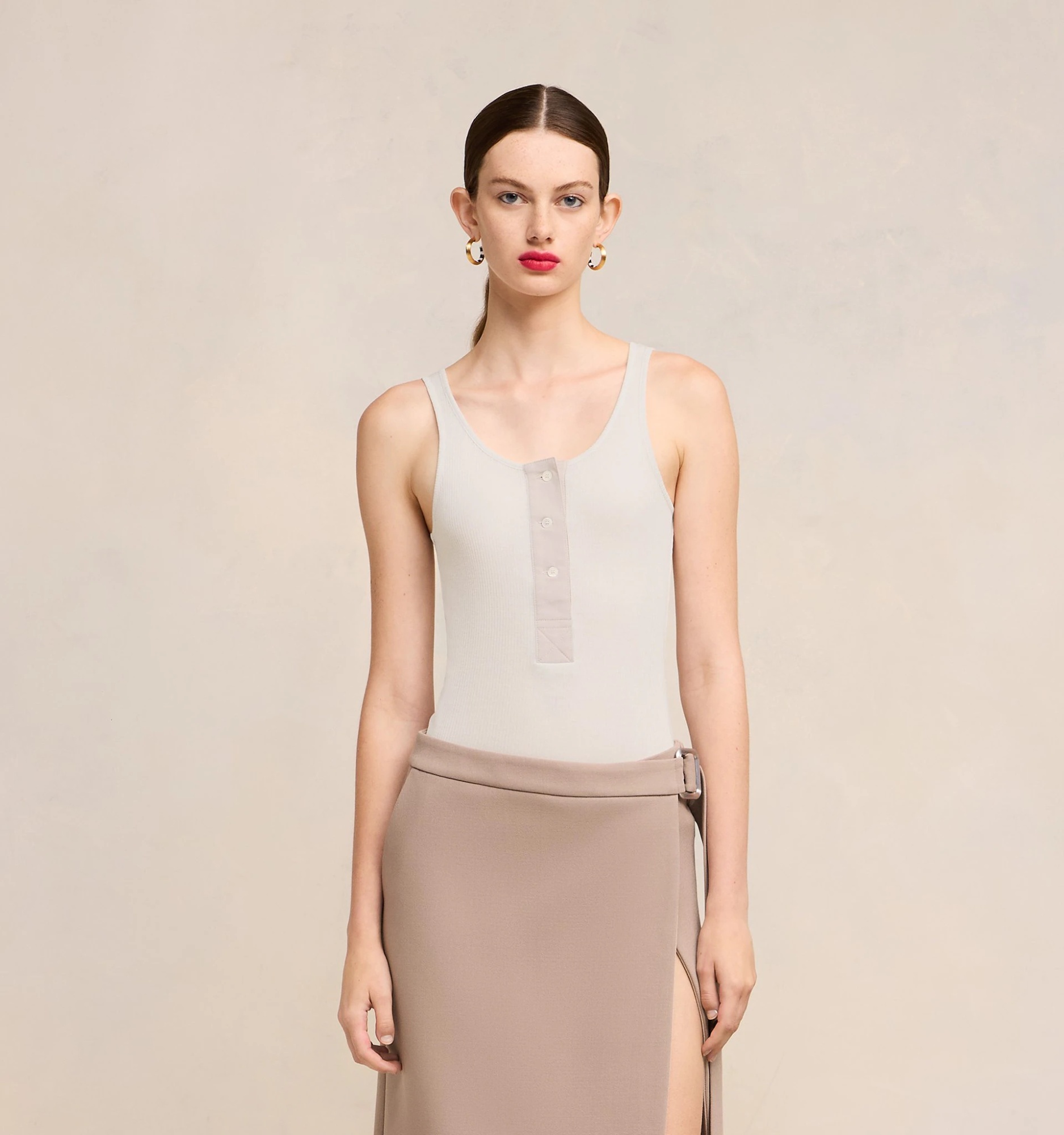 Ami Alexandre Mattiussi Button-front Cotton-rib Tank Top In White