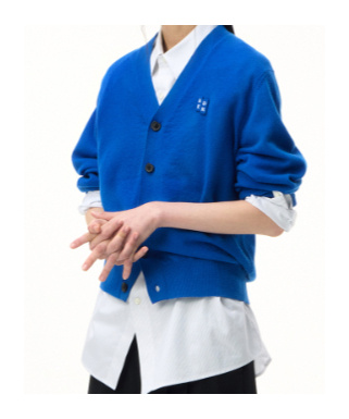 Ader Error Long-sleeved Knitted Cardigan In Blue
