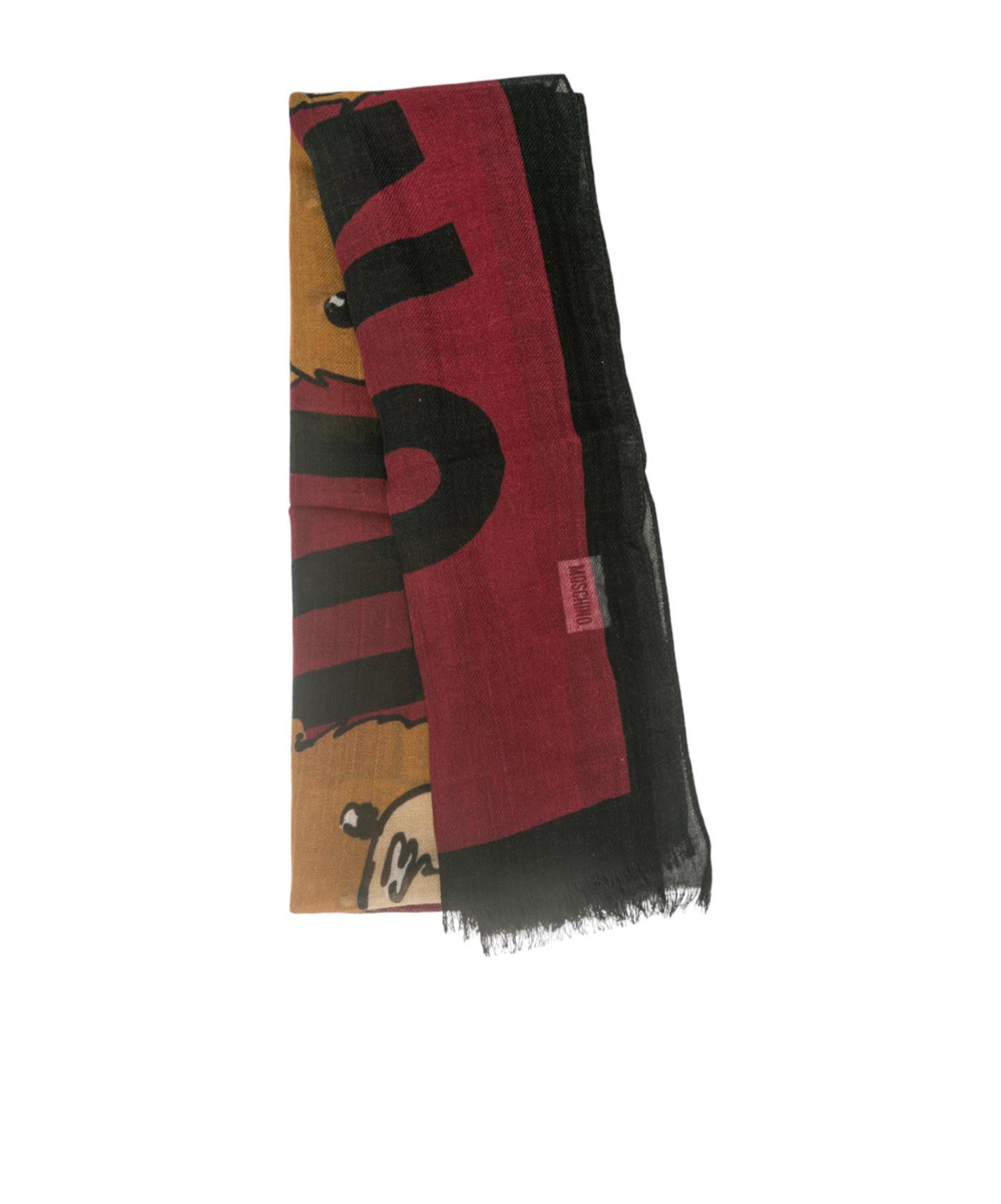 Moschino Teddy Bear Pattern Scarf. In Red