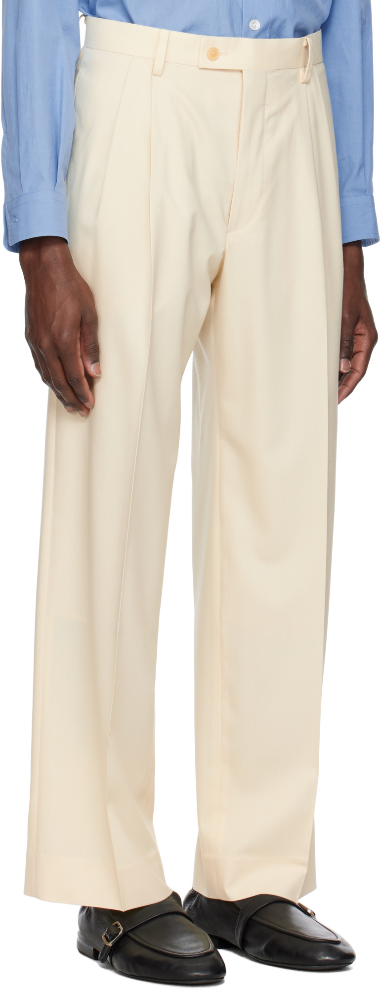 Auralee Pleated Tailored Trousers In Ivory