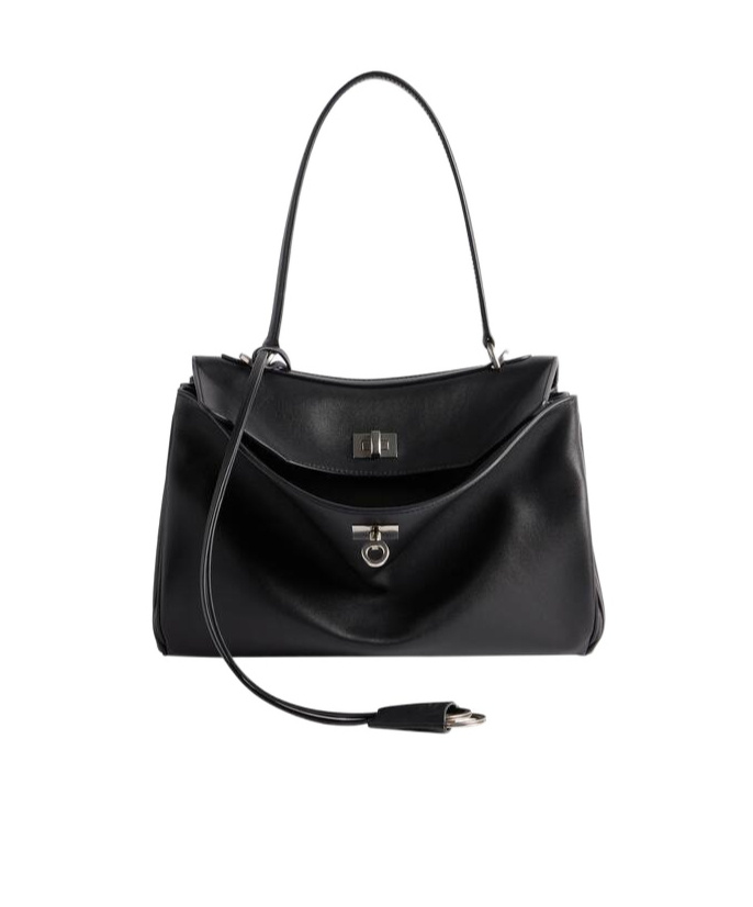Balenciaga Rodeo Small Grained Leather Top-handle Bag In Black