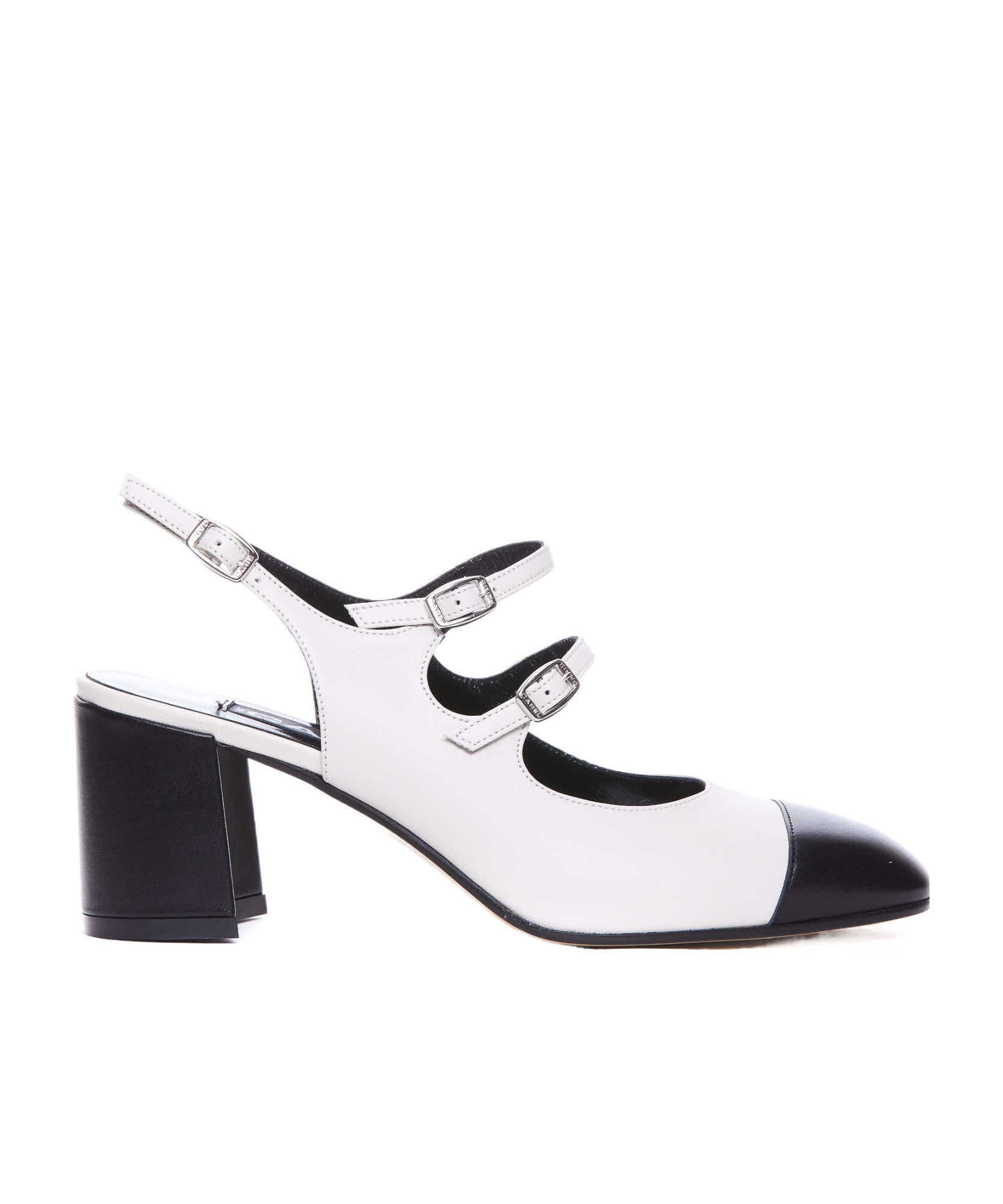 Shop Carel Paris Carel Triple Strap Block Heel Pumps In White