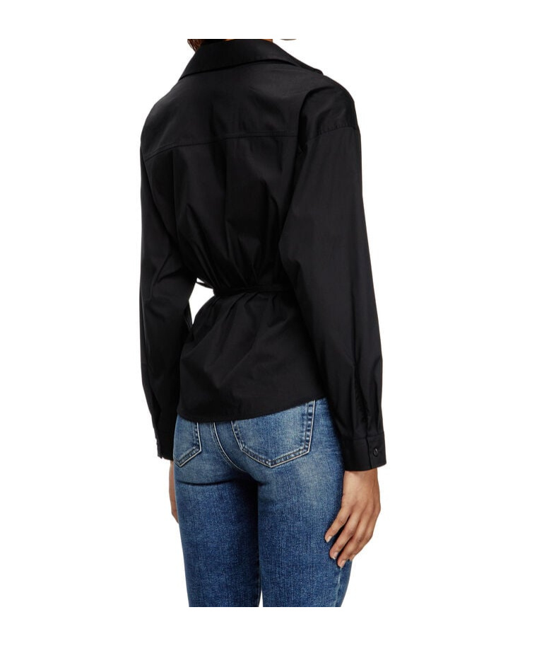 Diesel Wrap Shirt With Logo Charm In Black