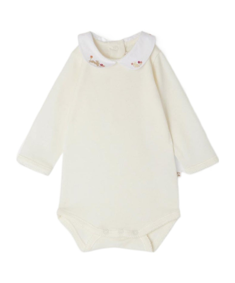 Bonpoint Cygne Colorful Embroidered Collar Jumpsuit In White
