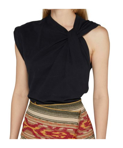 Isabel Marant Asymmetric Organic Cotton T-shirt In Black