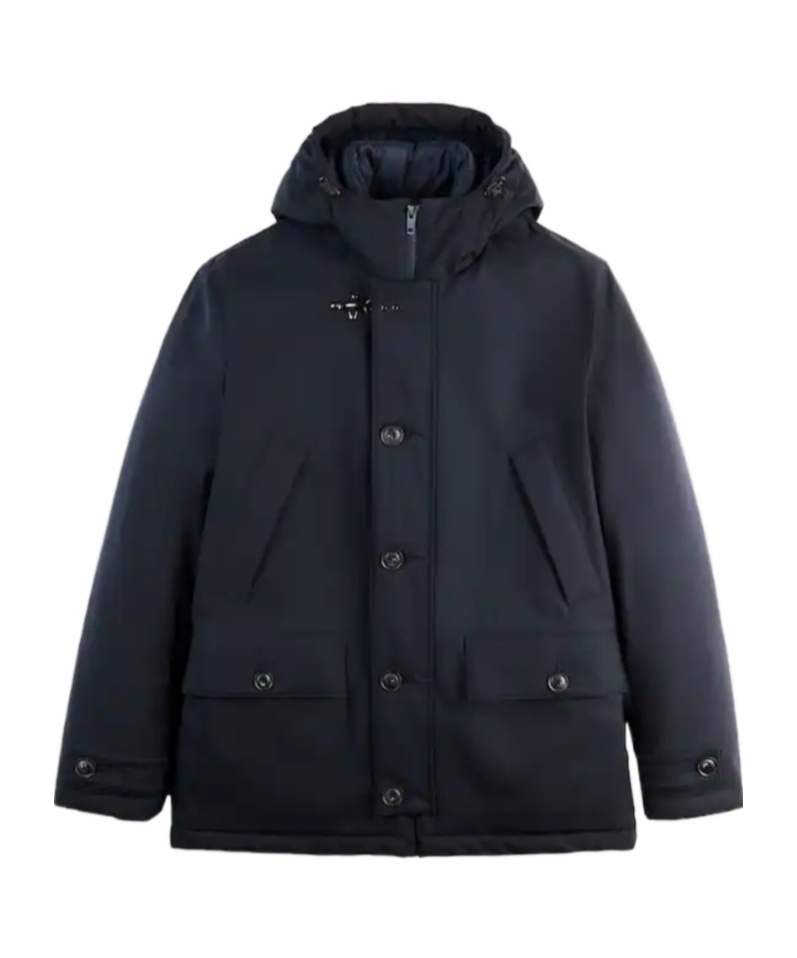 Fay Short Parka In Technical Gabardine In Blue