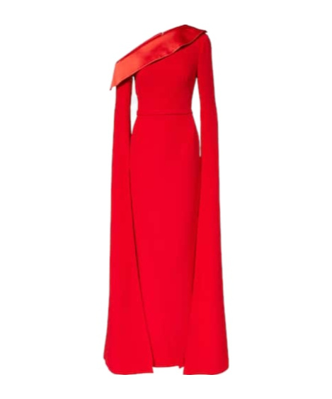 Safiyaa London Rinoa Caped Crépe Gown In Red