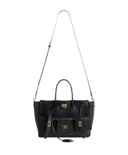 Balenciaga Women Black Leather Medium Carry All Bel Air Shopping Bag In Black
