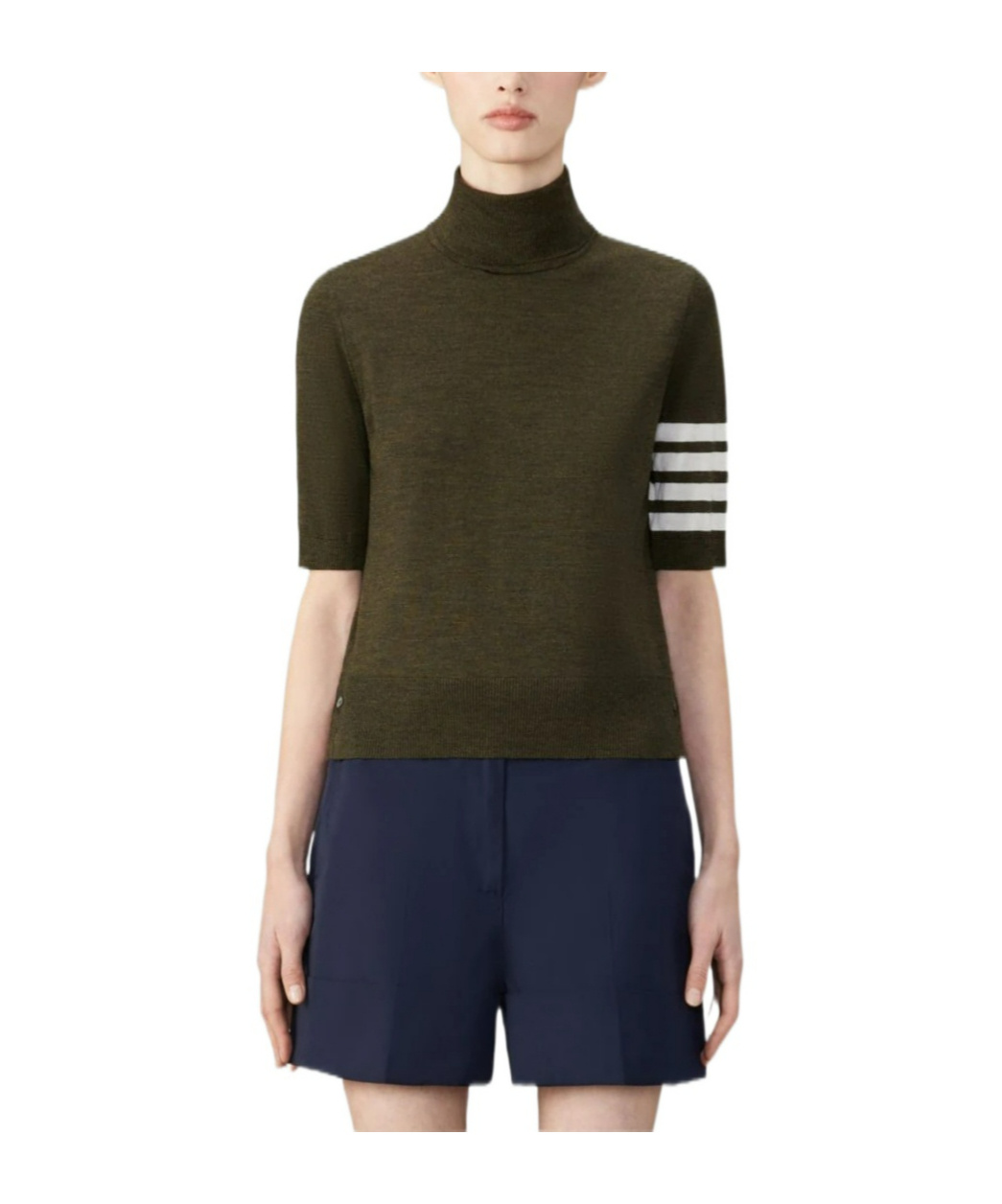 Thom Browne 4-bar High-neck Knitted Top In Black