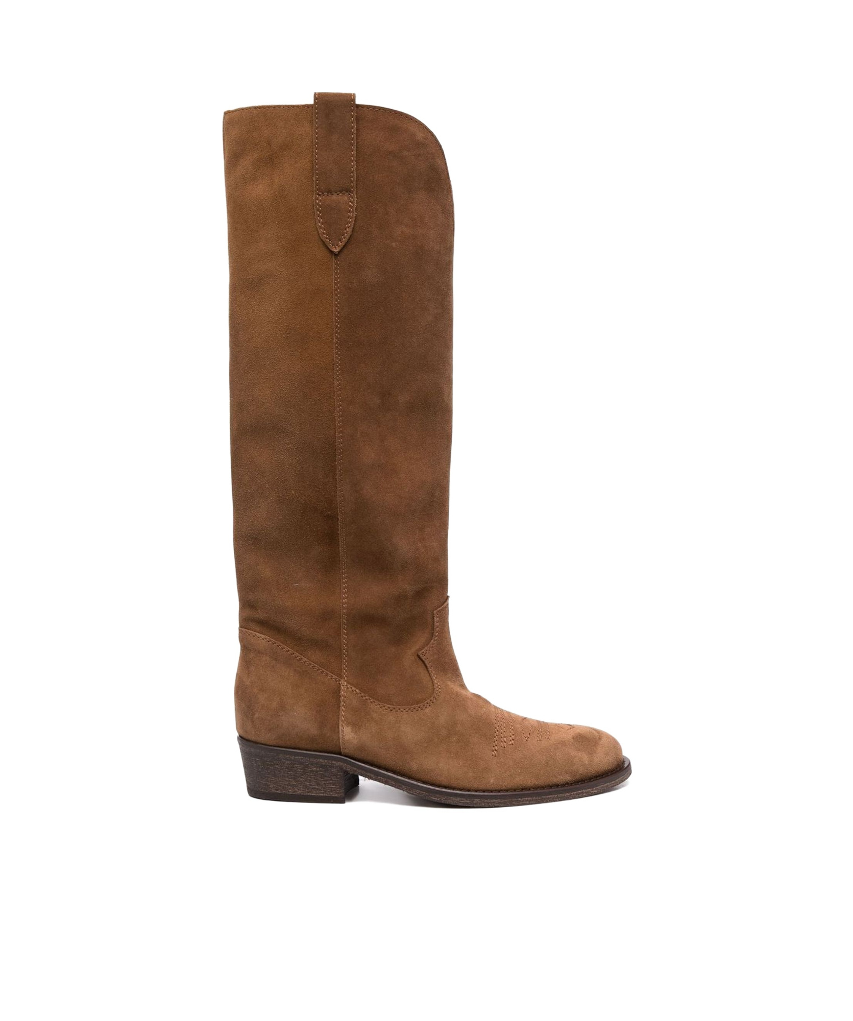 Via Roma 15 Almond Toe Camel-brown Leather Suede Boots In Brown