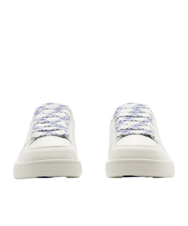 Shop Burberry Box Leather Sneakers In White