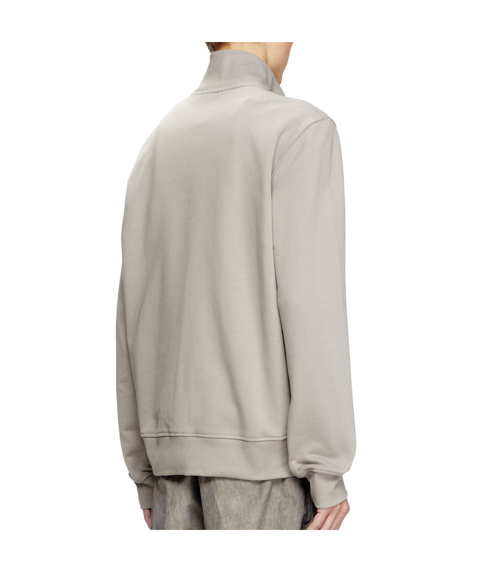 Diesel Zip-up Sweatshirt With Metallic Logo In Light Gray
