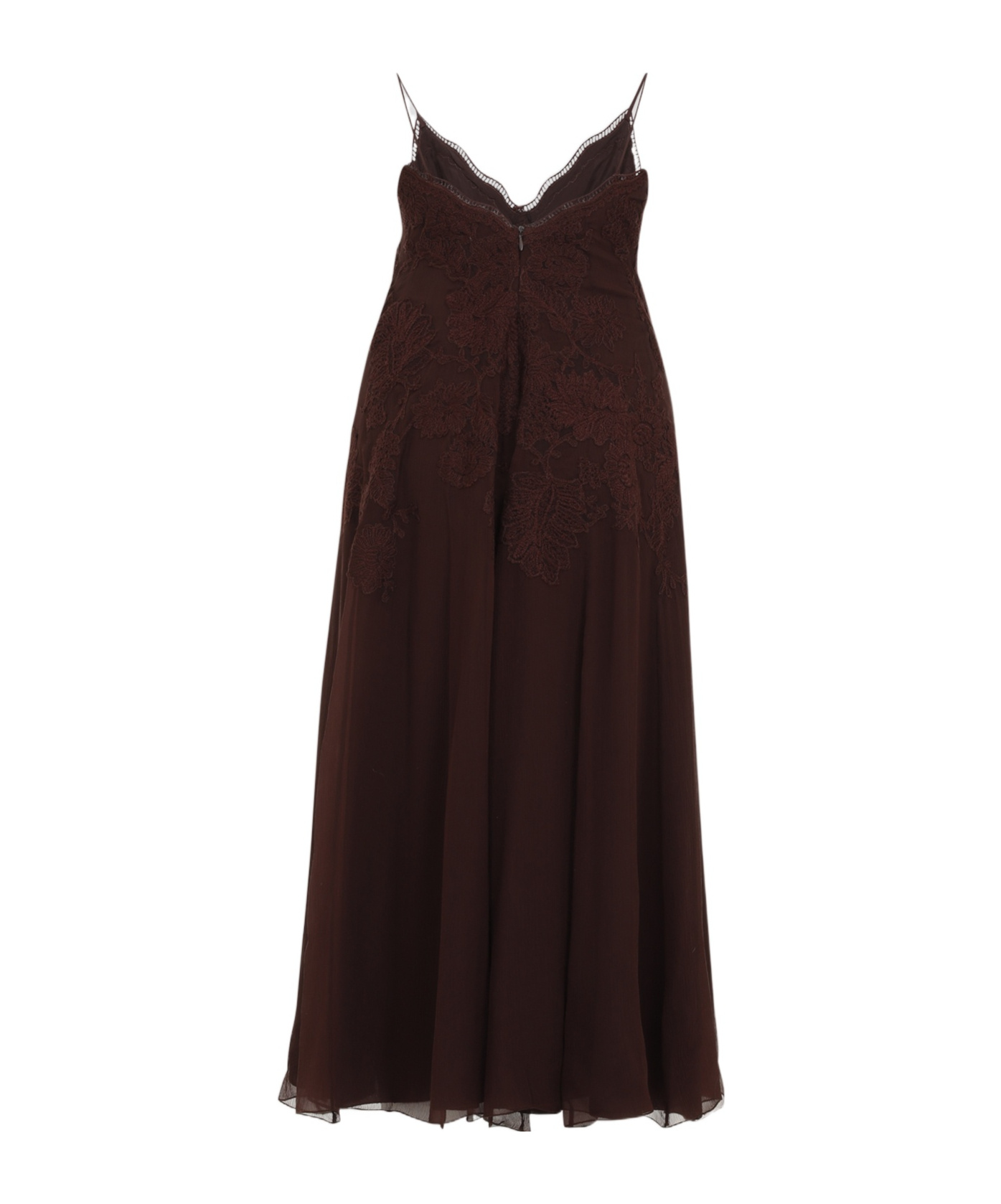 Ermanno Scervino Thin Shoulder Strap Dress In Brown