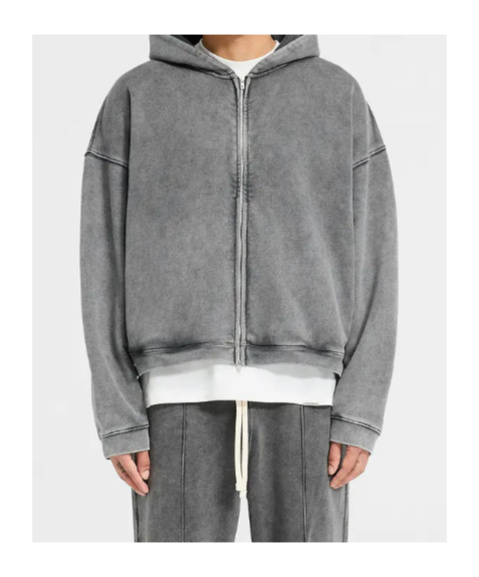 Represent Initial Boxy Zip Through Hoodie In Gray