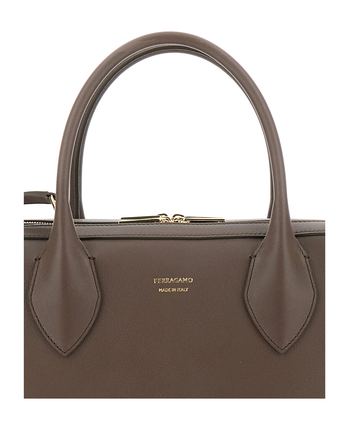 Ferragamo Brown Handbag With Three Zips And Logo Printed On The Front In Leather Woman In Brown