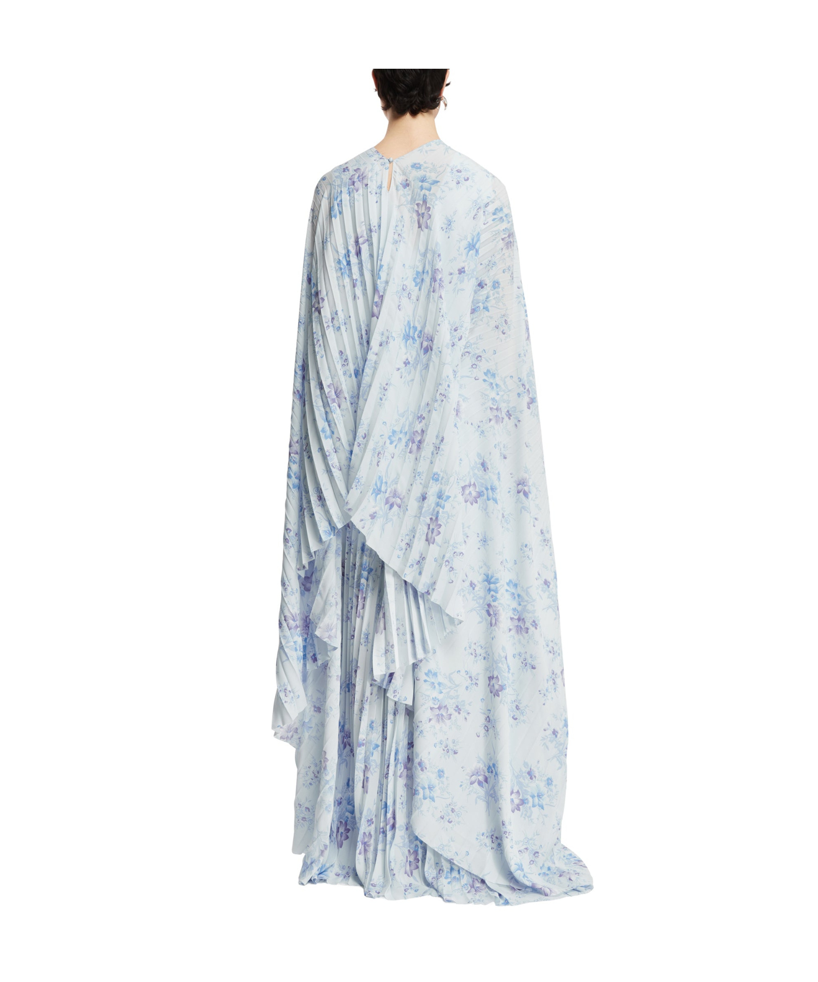 Balenciaga Floral-print Circle Pleated Dress In White