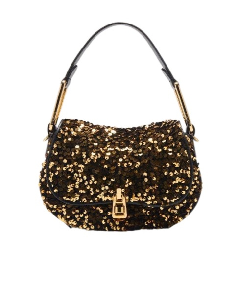 Coccinelle Magie Sequined Shoulder Bag In Black