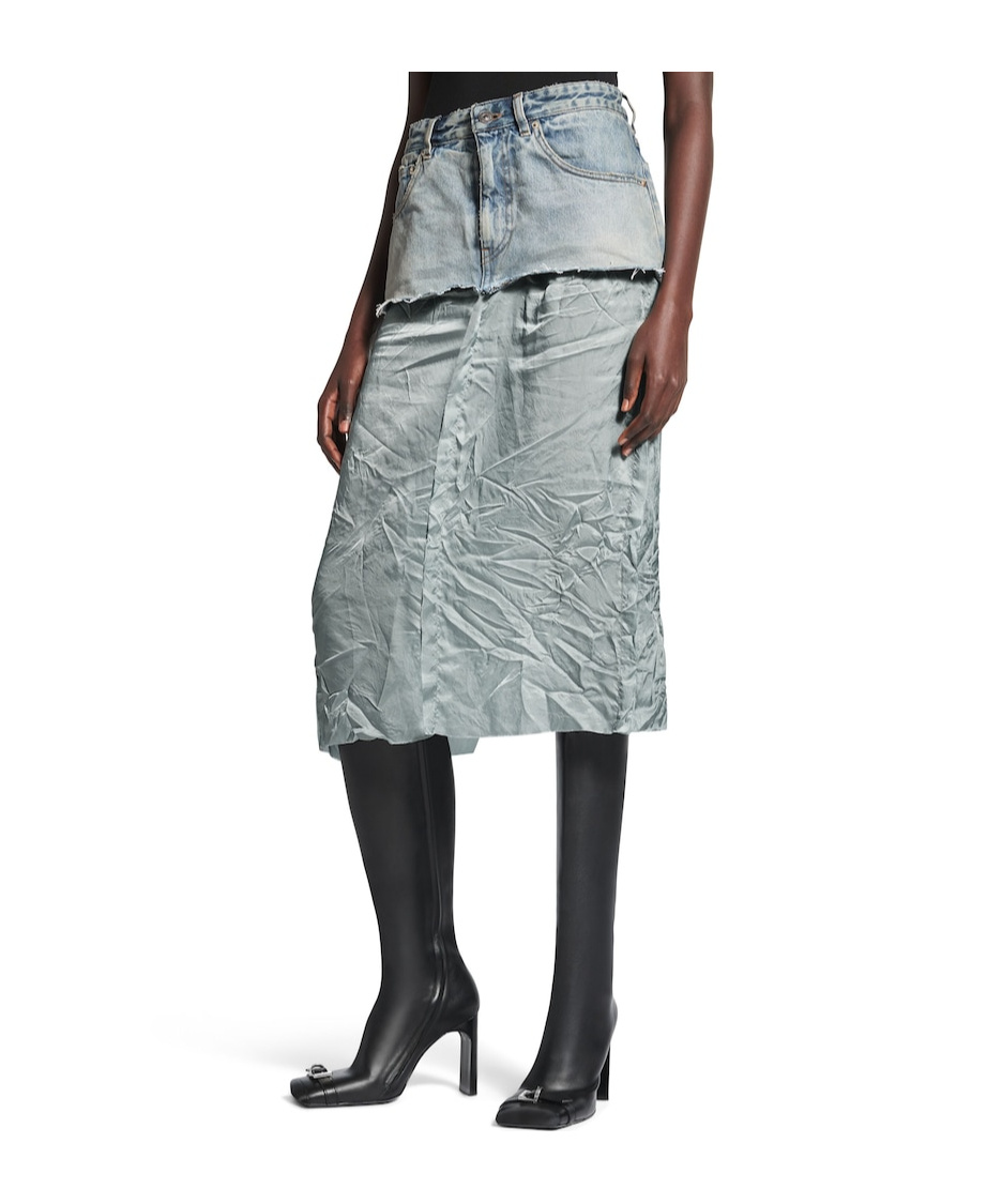 Shop Balenciaga Women's Ripped Off Skirt In Light Blue