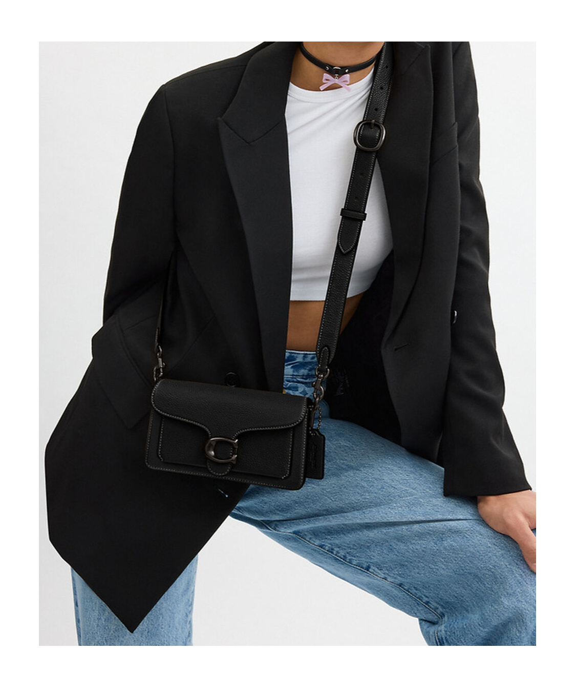 Coach Tabby Pebbled-leather Shoulder Bag In Black