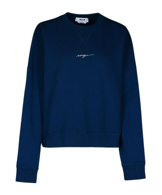 Msgm Logo-print Drop-shoulder Sweatshirt In Blue