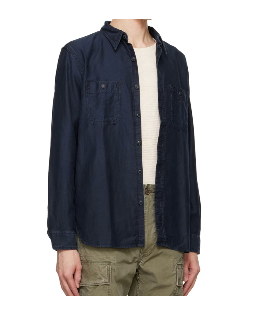 Rrl Cameron Cotton-linen Shirt In Blue