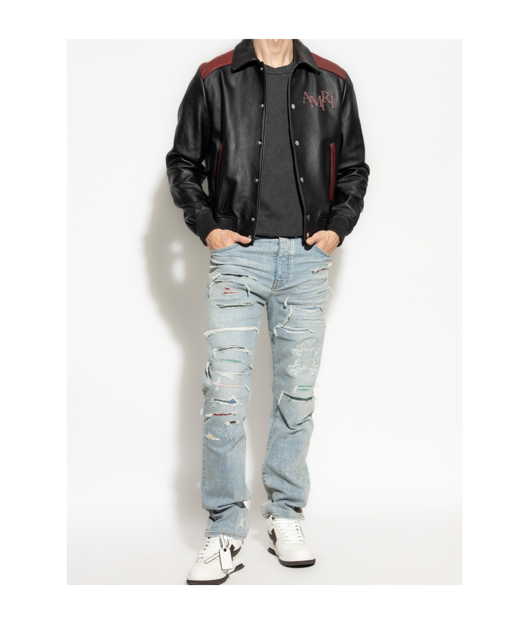 Amiri Ma Quad Repaired Jeans In Green
